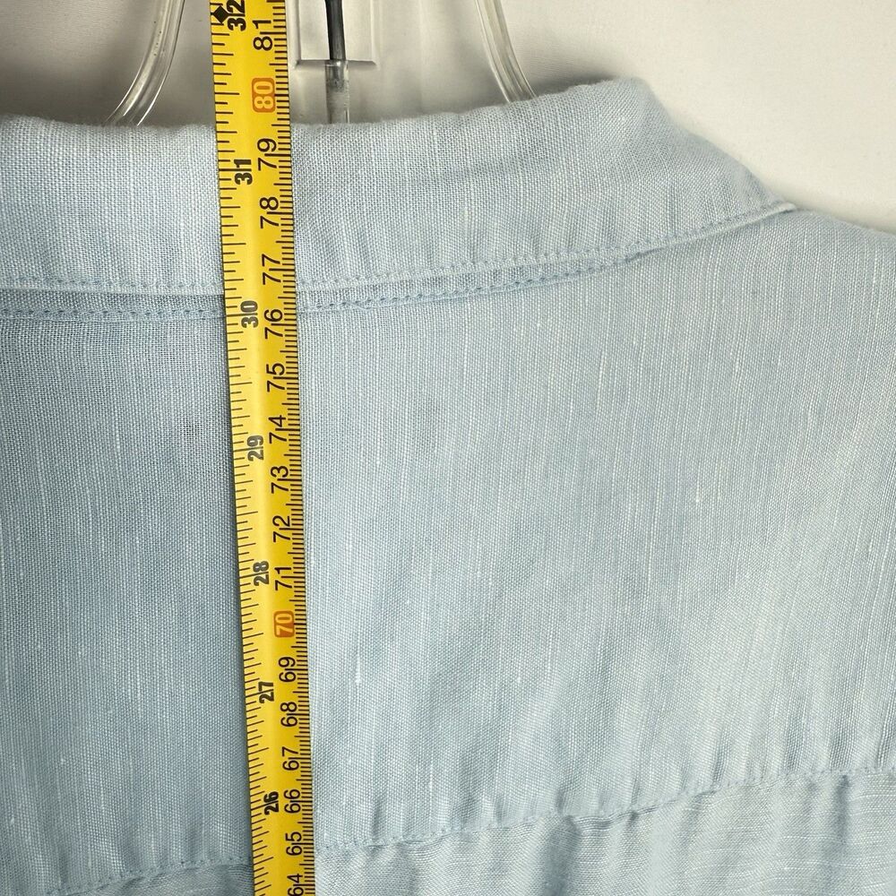 MENS BUTTON UP LINEN COTTON SHIRT BLUE XL SHORT SLEEVE CAFE LUNA LIGHT - Picture 16 of 16